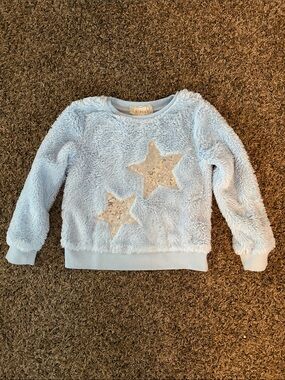 3/$15 Cozy Light Blue Fuzzy Star Sweatshirt for Kids